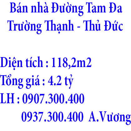 Bán nhà Trường Thạnh Thủ Đức HCM