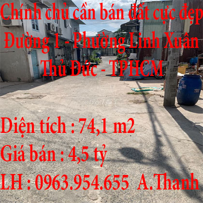 Chính chủ cần bán đất cực đẹp ở Phường Linh Xuân, Quận Thủ Đức, Tp Hồ Chí Minh