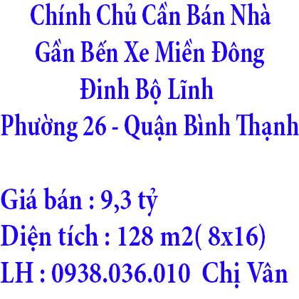 Chính Chủ Cần Bán Nhà Gần Bến Xe Miền Đông