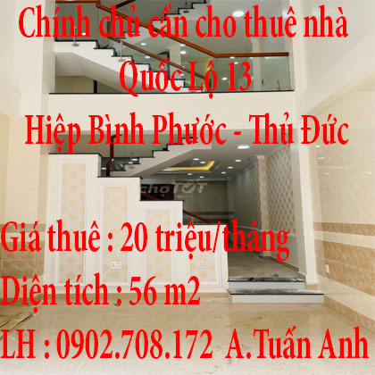 Chính chủ cần cho thuê nhà Quốc Lộ 13 ,Thủ Đức giá rẻ