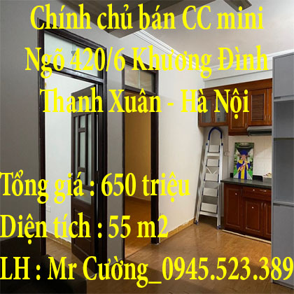 Chính chủ bán CC mini số 10, ngõ 420/6 Khương Đình, Thanh Xuân, Hà Nội