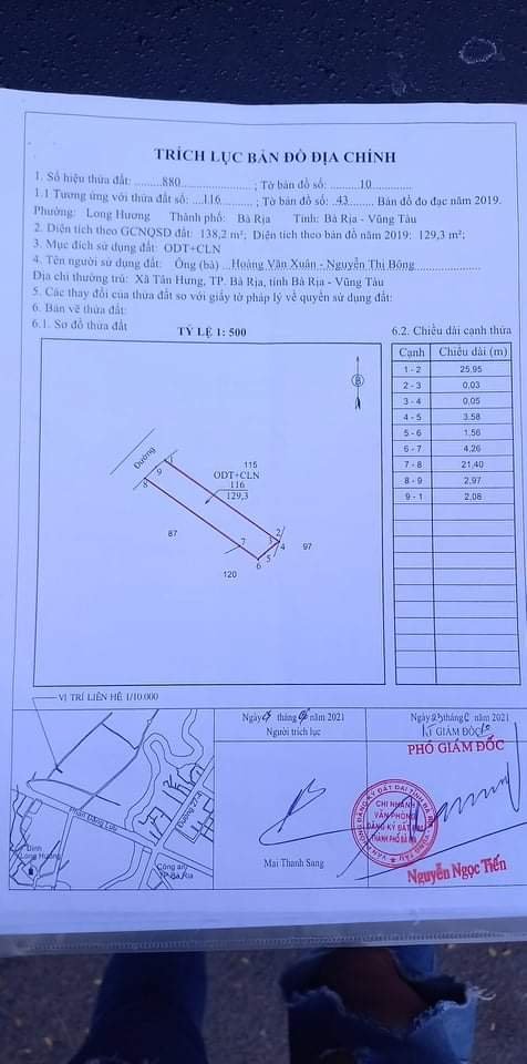 Em cần ra lô đất Phường Long Hương, Đường Phan Đăng Lưu, Tp Bà Rịa.