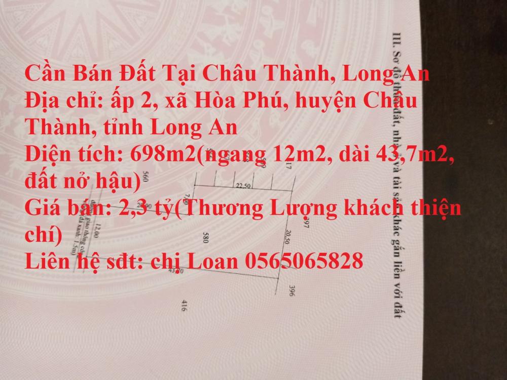 Cần Bán Đất Tại Châu Thành, Long An