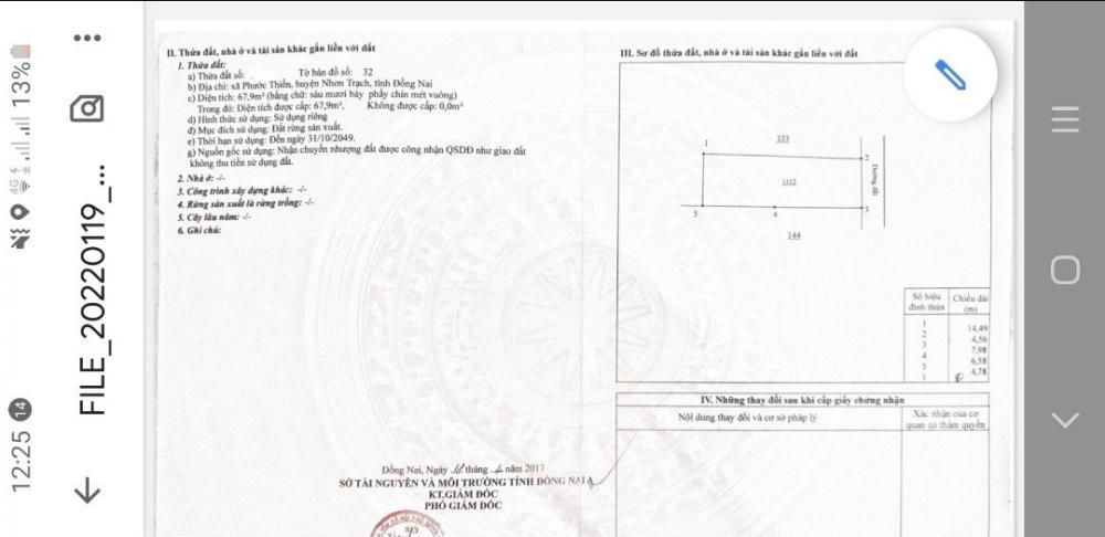 Chính Chủ Cần Bán Lô Đất Tại Nhơn Trạch, Đồng Nai.