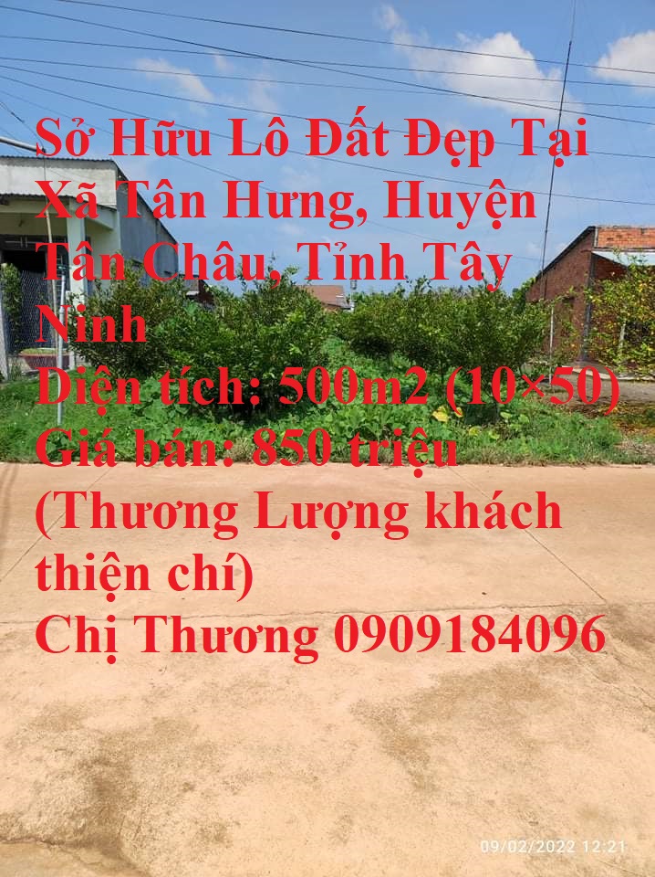 Sở Hữu Lô Đất Đẹp Tại Xã Tân Hưng, Huyện Tân Châu, Tỉnh Tây Ninh