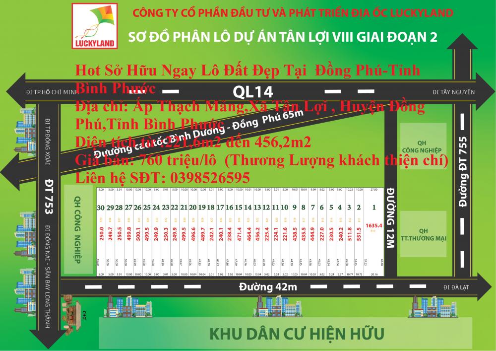 Hot Sở Hữu Ngay Lô Đất Đẹp Tại  Đồng Phú-Tỉnh Bình Phước