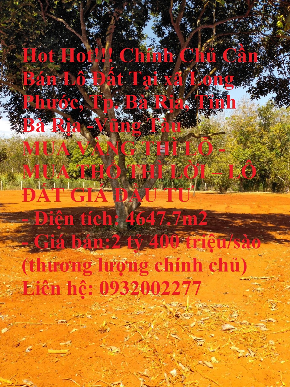 Hot Hot!!! Chính Chủ Cần Bán Lô Đất Tại xã Long Phước, Tp. Bà Rịa, Tỉnh Bà Rịa -Vũng Tàu