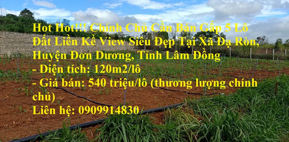 Hot Hot!!! Chính Chủ Cần Bán Gấp 5 Lô Đất Liền Kề View Siêu Đẹp Tại Xã Đạ Ròn, Huyện Đơn