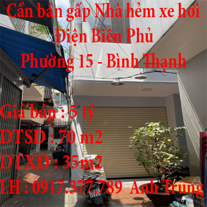 Cần bán gấp Nhà hẻm xe hơi 27 Điện Biên Phủ Bình Thạnh - TPHCM