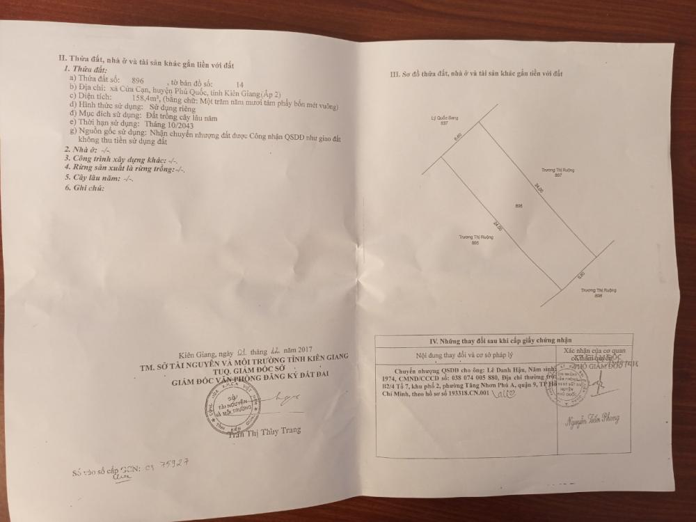 Chính chủ cần tiền nên mình chấp nhận bán lỗ nền đất biệt thự ,Khu vực Cửa Cạn, TP Phú