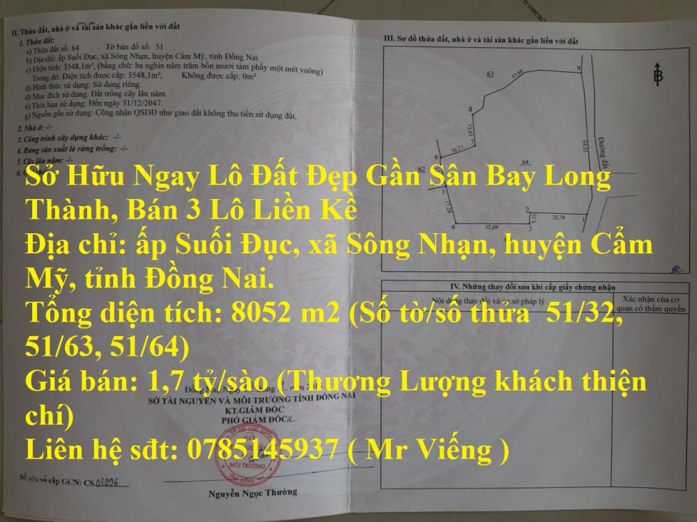 Sở Hữu Ngay Lô Đất Đẹp Gần Sân Bay Long Thành, Bán 3 Lô Liền Kề