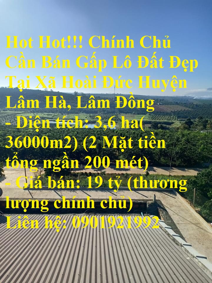 Hot Hot!!! Chính Chủ Cần Bán Gấp Lô Đất Đẹp Tại Xã Hoài Đức Huyện Lâm Hà, Lâm Đồng