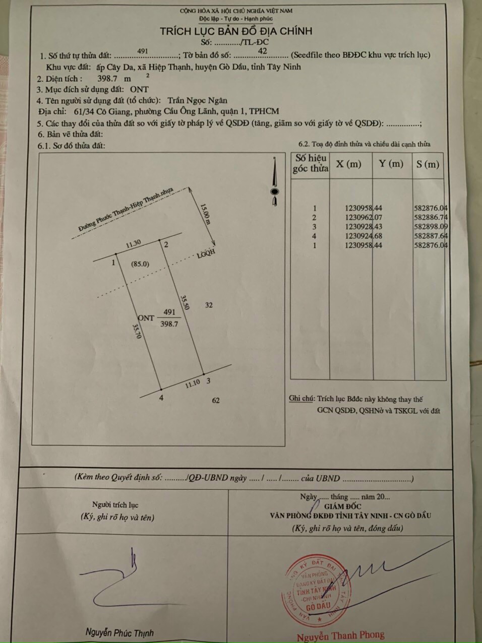 CHÍNH CHỦ CẦN BÁN LÔ ĐẤT MẶT TIỀN ĐƯỜNG NHỰA,  ẤP CÂY ĐA