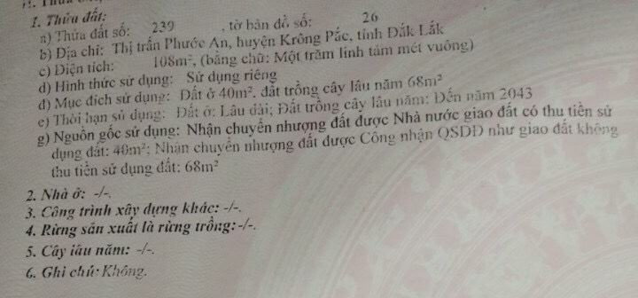 Chính Chủ Cần Bán Lô Đất Vị Trí Đẹp Tại Krông Pắk