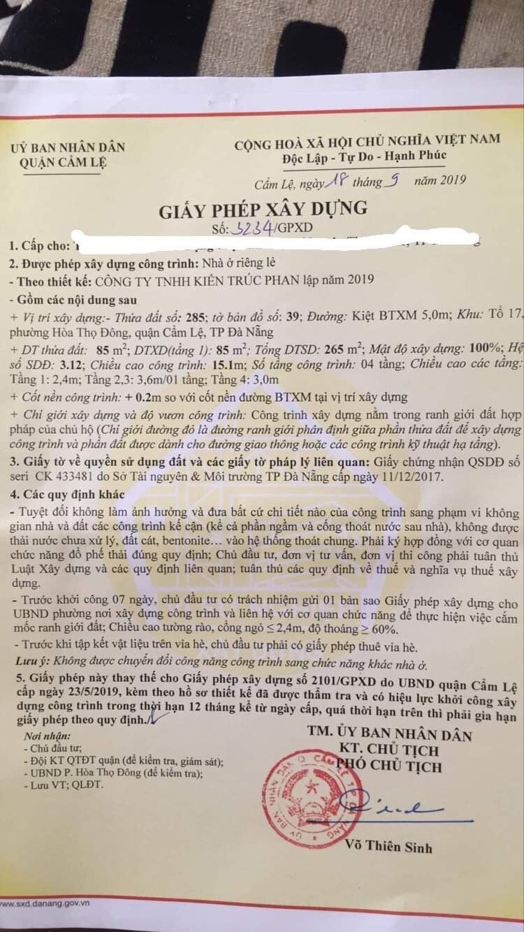 Bán Nhà  4 Tầng Tại Tổ 17 Phường Hòa Thọ Đông, Quận Cẩm Lệ Thành Phố Đà Nẵng